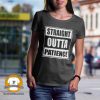 Woman wearing a t-shirt that says "straight-outta-patience"