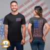 Man and Women wearing t-shirt with a flag incorporating state names