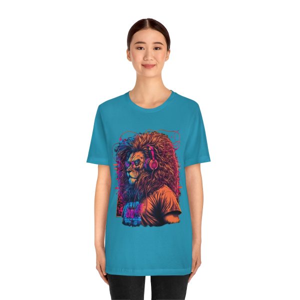 Lion Wearing Headphones and Glasses - Graffiti Inspired Retro T-Shirt | 18054 10