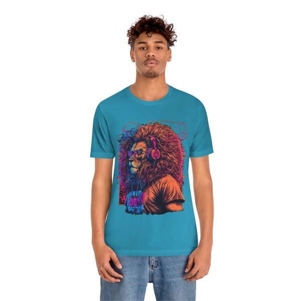 Lion Wearing Headphones and Glasses - Graffiti Inspired Retro T-Shirt | 18054 11