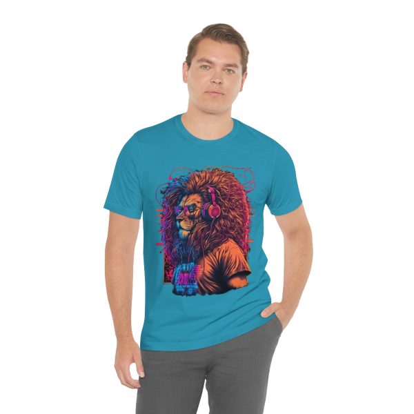 Lion Wearing Headphones and Glasses - Graffiti Inspired Retro T-Shirt | 18054 13