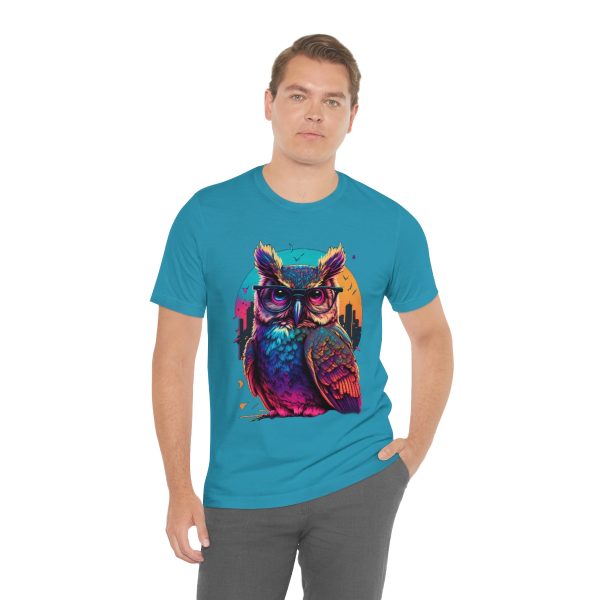 Retro Owl With Glasses - Short Sleeve T-shirt | 18054 4