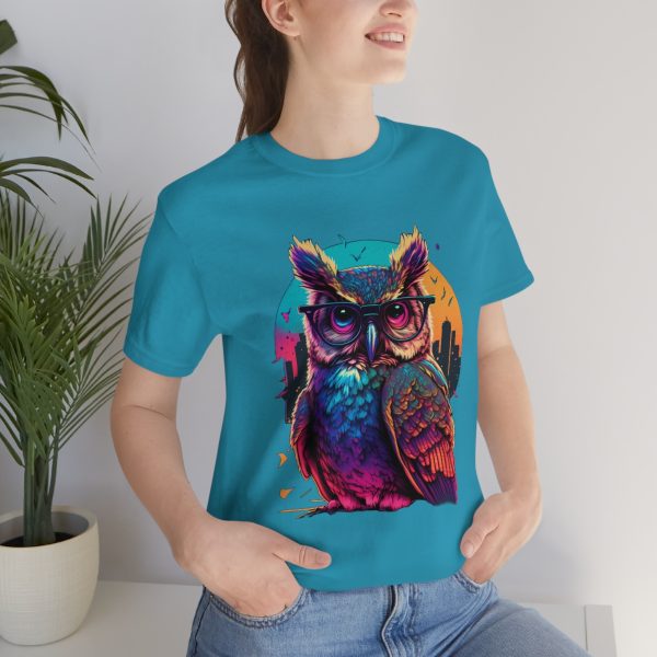 Retro Owl With Glasses - Short Sleeve T-shirt | 18054 5