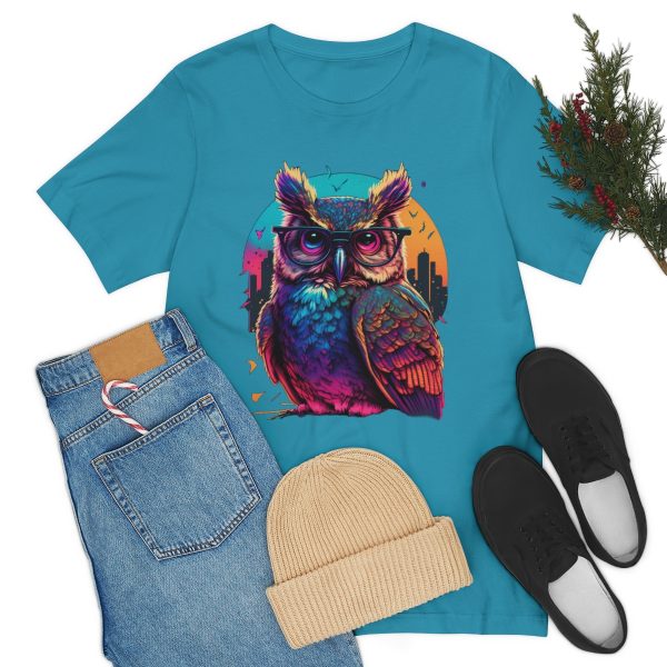 Retro Owl With Glasses - Short Sleeve T-shirt | 18054 6