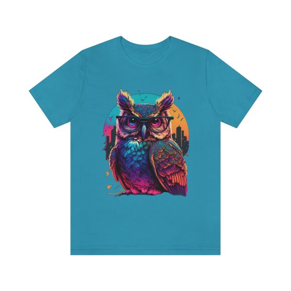 Retro Owl With Glasses - Short Sleeve T-shirt | 18054