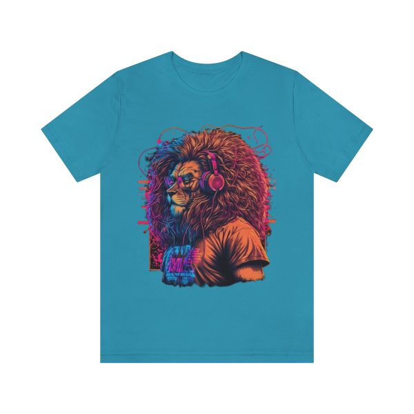 Lion Wearing Headphones and Glasses - Graffiti Inspired Retro T-Shirt | 18054 9