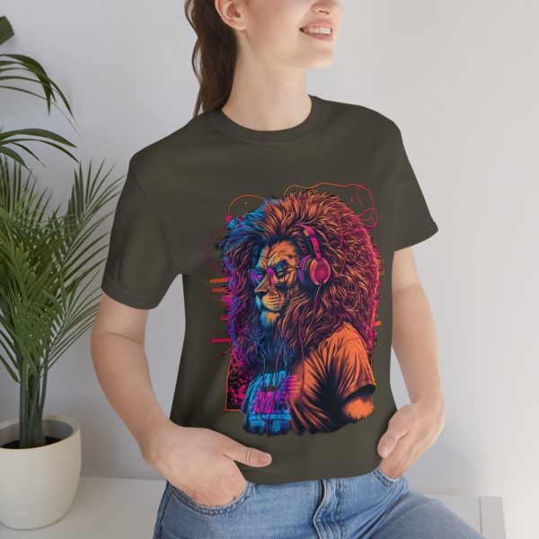 Lion Wearing Headphones and Glasses - Graffiti Inspired Retro T-Shirt | 18062 14