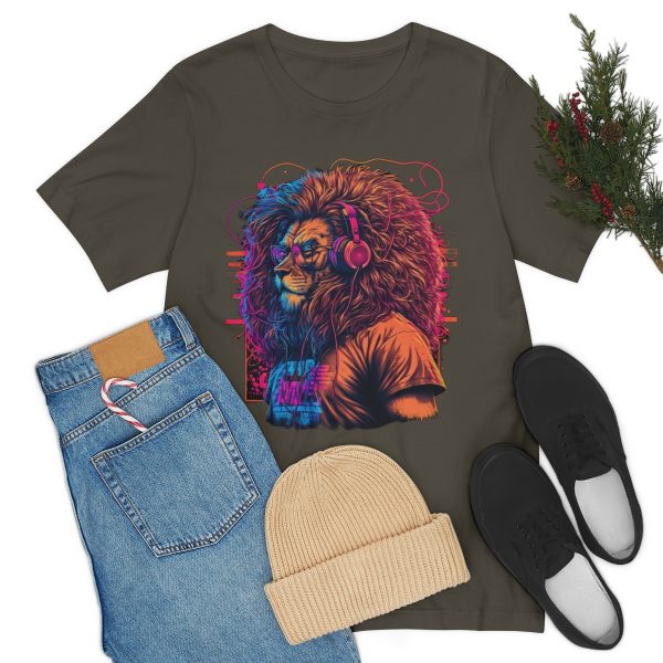 Lion Wearing Headphones and Glasses - Graffiti Inspired Retro T-Shirt | 18062 15