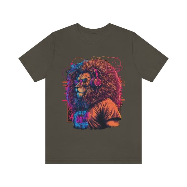 Lion Wearing Headphones and Glasses - Graffiti Inspired Retro T-Shirt | 18062 9