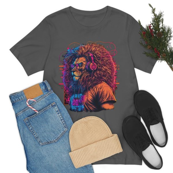 Lion Wearing Headphones and Glasses - Graffiti Inspired Retro T-Shirt | 18070 33