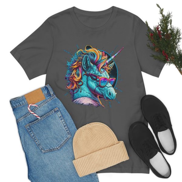 Retro Unicorn with Glasses - Short Sleeve T-shirt | 18070 42