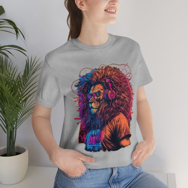 Lion Wearing Headphones and Glasses - Graffiti Inspired Retro T-Shirt | 18078 14
