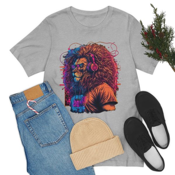 Lion Wearing Headphones and Glasses - Graffiti Inspired Retro T-Shirt | 18078 15