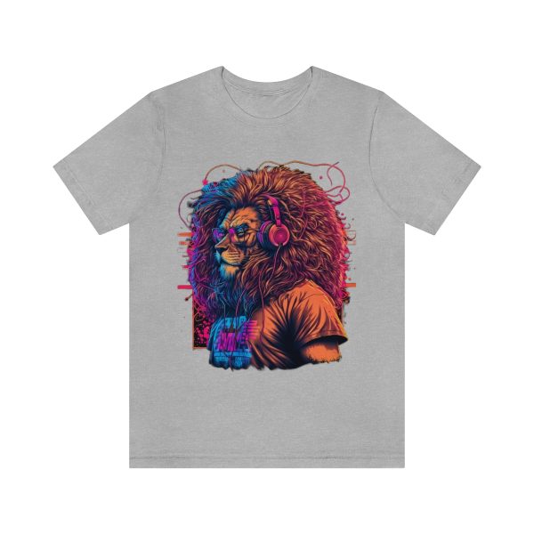 Lion Wearing Headphones and Glasses - Graffiti Inspired Retro T-Shirt | 18078 9