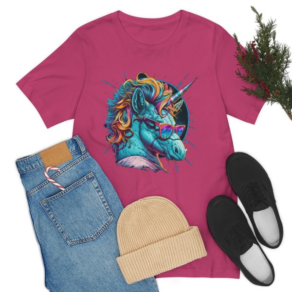Retro Unicorn with Glasses - Short Sleeve T-shirt | 18094 33