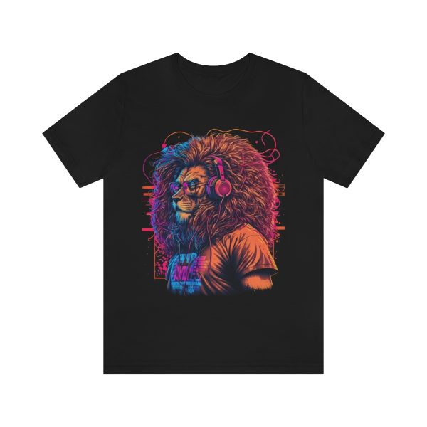 Lion Wearing Headphones and Glasses - Graffiti Inspired Retro T-Shirt | 18102 27