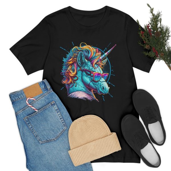 Retro Unicorn with Glasses - Short Sleeve T-shirt | 18102 42