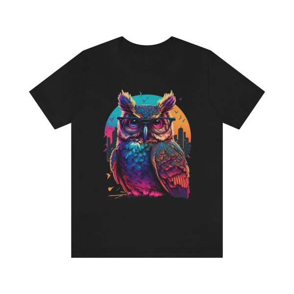 Retro Owl With Glasses - Short Sleeve T-shirt | 18102 9