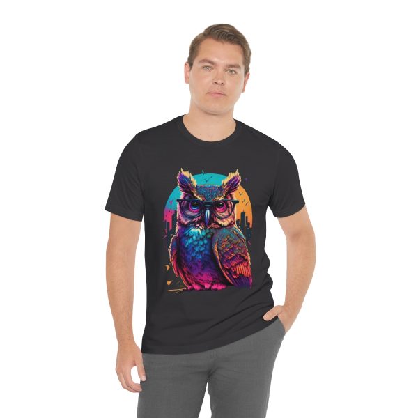 Retro Owl With Glasses - Short Sleeve T-shirt | 18142 13