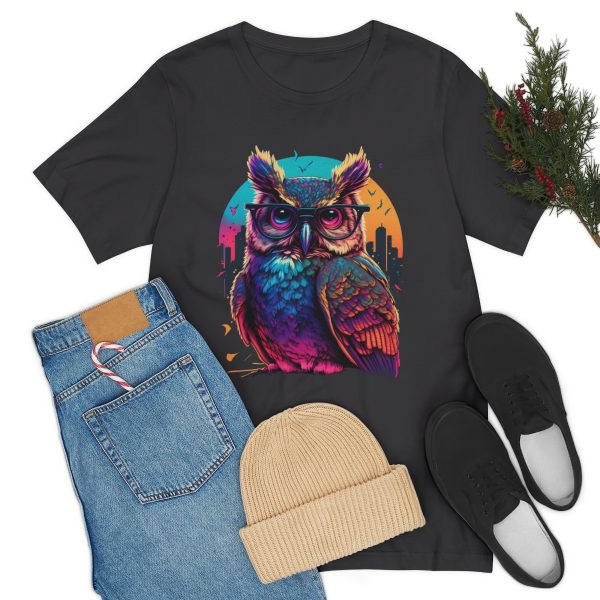 Retro Owl With Glasses - Short Sleeve T-shirt | 18142 15