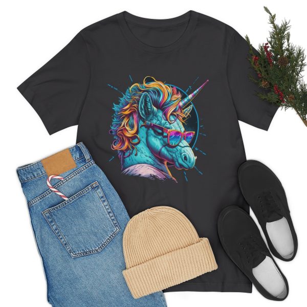 Retro Unicorn with Glasses - Short Sleeve T-shirt | 18142 33