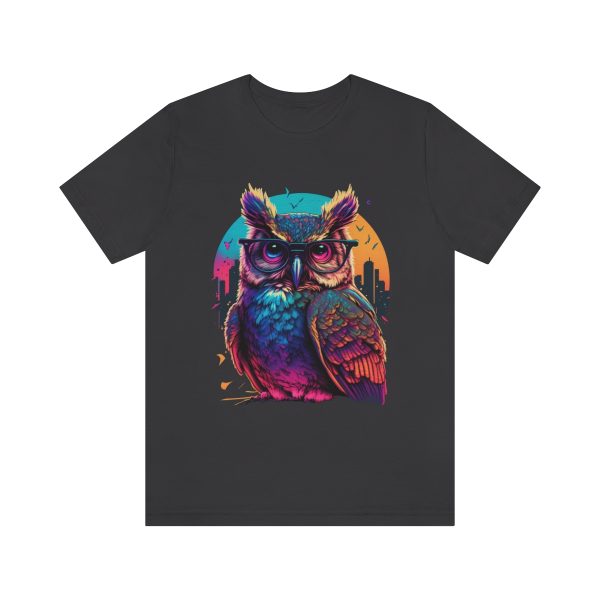 Retro Owl With Glasses - Short Sleeve T-shirt | 18142 9