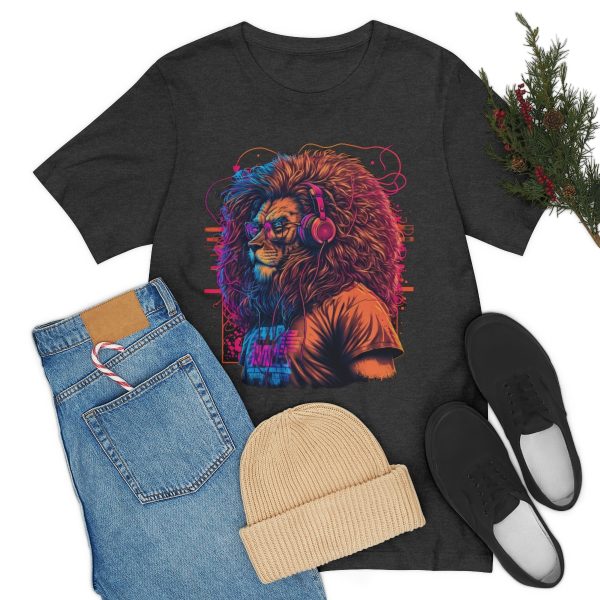 Lion Wearing Headphones and Glasses - Graffiti Inspired Retro T-Shirt | 18150 15