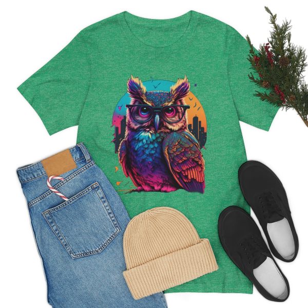 Retro Owl With Glasses - Short Sleeve T-shirt | 18246 15