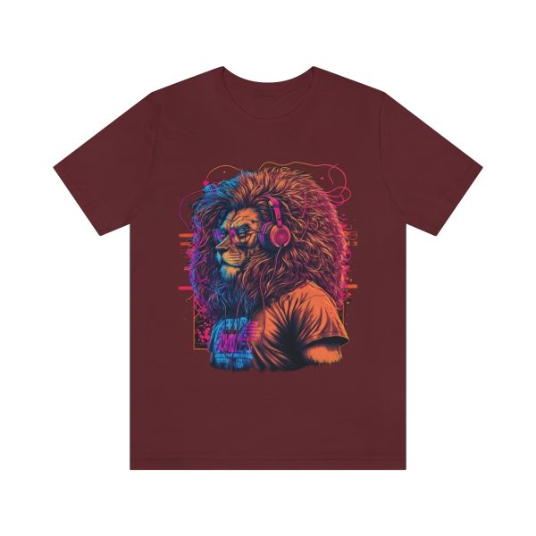 Lion Wearing Headphones and Glasses - Graffiti Inspired Retro T-Shirt | 18374 18