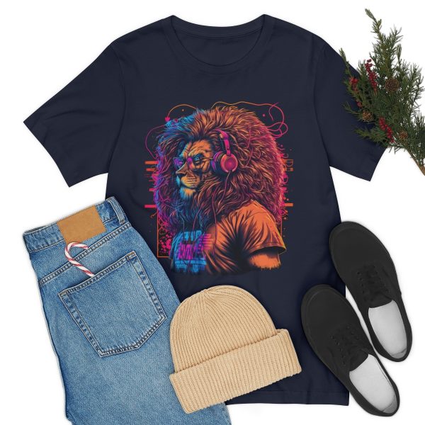 Lion Wearing Headphones and Glasses - Graffiti Inspired Retro T-Shirt | 18398 24