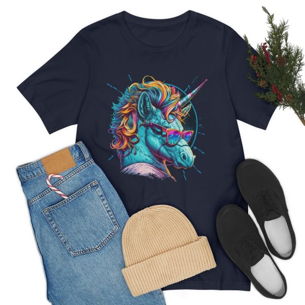 Retro Unicorn with Glasses - Short Sleeve T-shirt | 18398 33