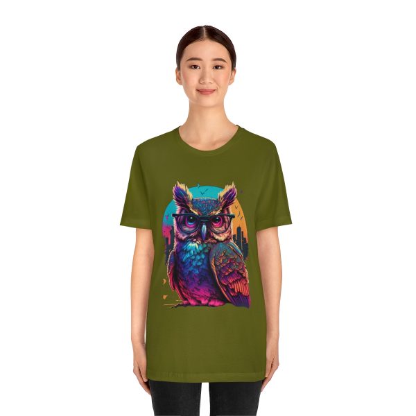 Retro Owl With Glasses - Short Sleeve T-shirt | 18414 1