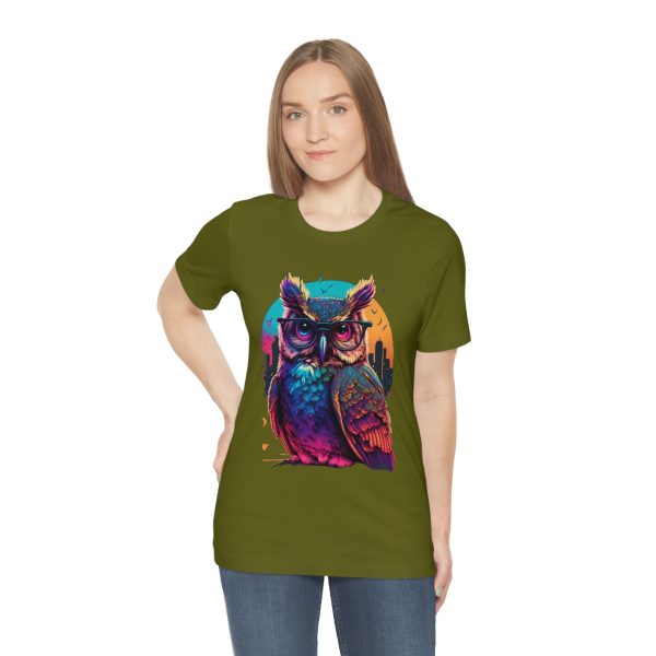 Retro Owl With Glasses - Short Sleeve T-shirt | 18414 3