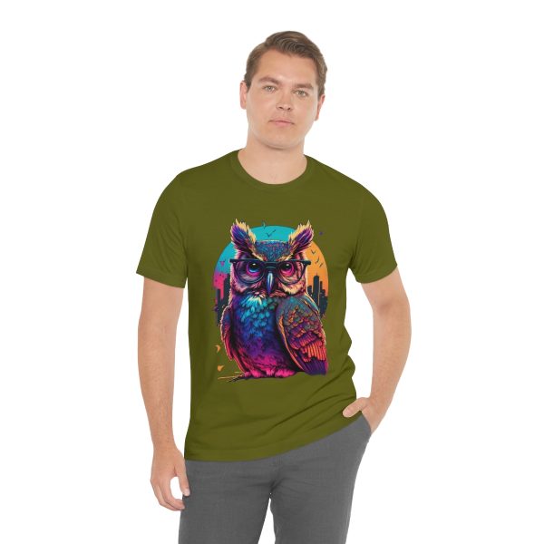 Retro Owl With Glasses - Short Sleeve T-shirt | 18414 4