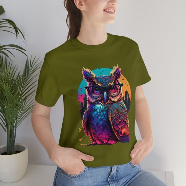 Retro Owl With Glasses - Short Sleeve T-shirt | 18414 5
