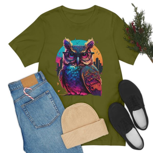 Retro Owl With Glasses - Short Sleeve T-shirt | 18414 6