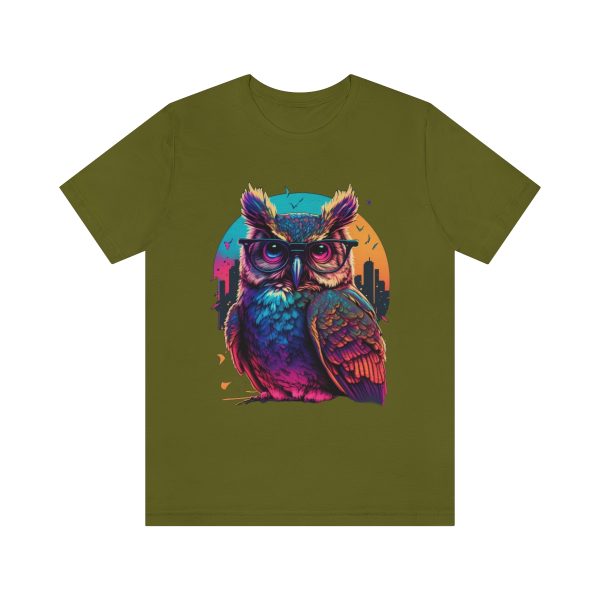 Retro Owl With Glasses - Short Sleeve T-shirt | 18414