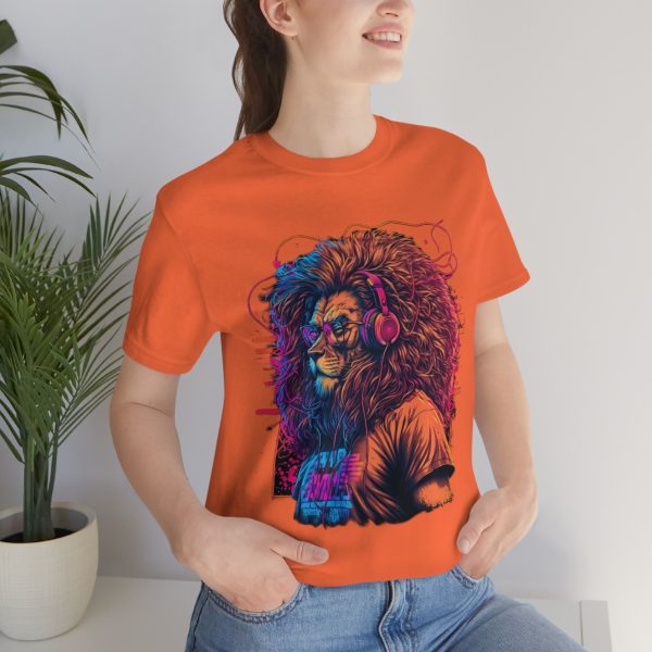 Lion Wearing Headphones and Glasses - Graffiti Inspired Retro T-Shirt | 18422 5