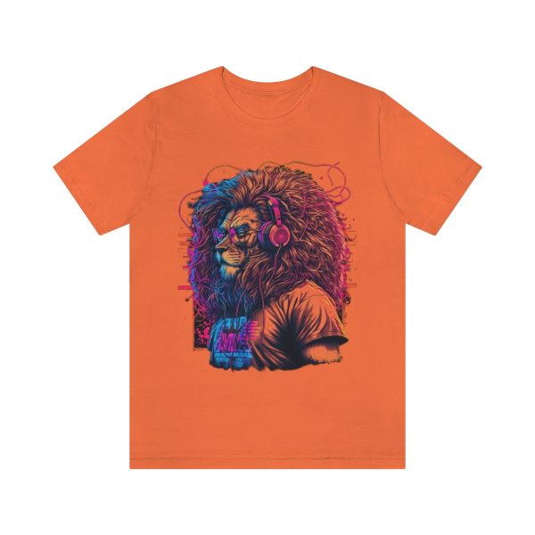 Lion Wearing Headphones and Glasses - Graffiti Inspired Retro T-Shirt | 18422