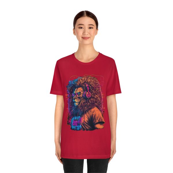 Lion Wearing Headphones and Glasses - Graffiti Inspired Retro T-Shirt | 18446 19