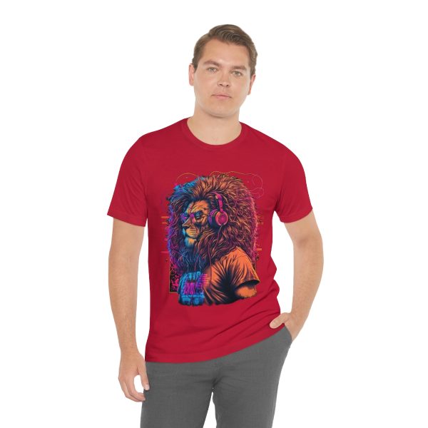 Lion Wearing Headphones and Glasses - Graffiti Inspired Retro T-Shirt | 18446 22