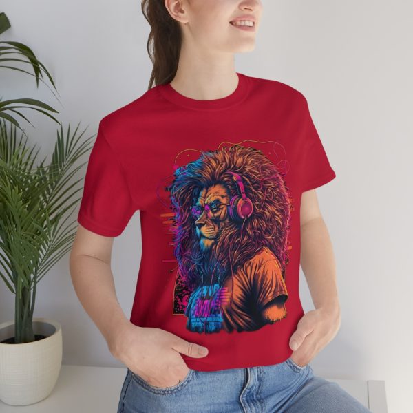 Lion Wearing Headphones and Glasses - Graffiti Inspired Retro T-Shirt | 18446 23