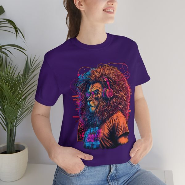 Lion Wearing Headphones and Glasses - Graffiti Inspired Retro T-Shirt | 18510 32