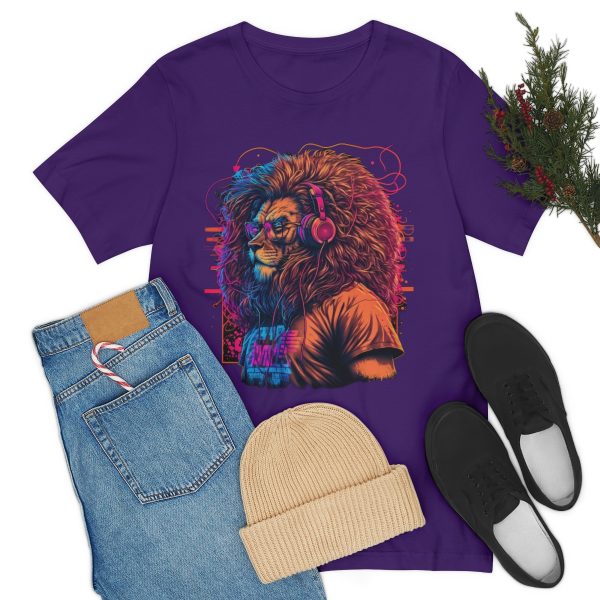 Lion Wearing Headphones and Glasses - Graffiti Inspired Retro T-Shirt | 18510 33