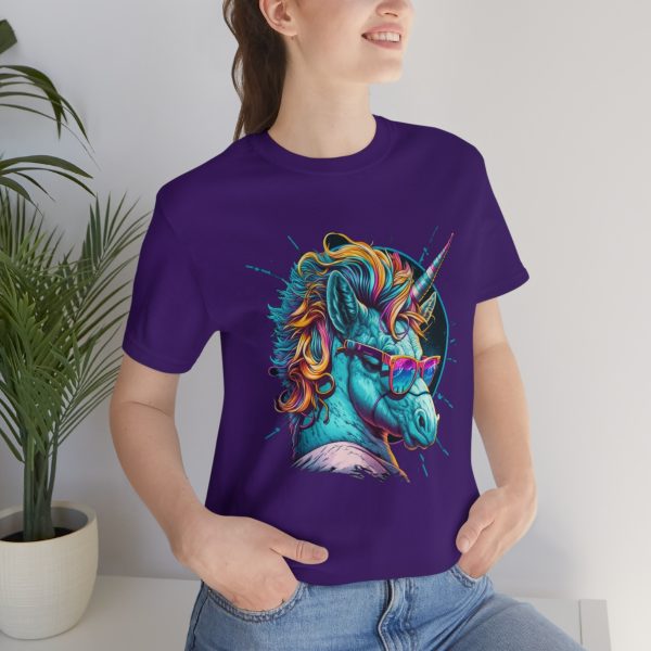 Retro Unicorn with Glasses - Short Sleeve T-shirt | 18510 41