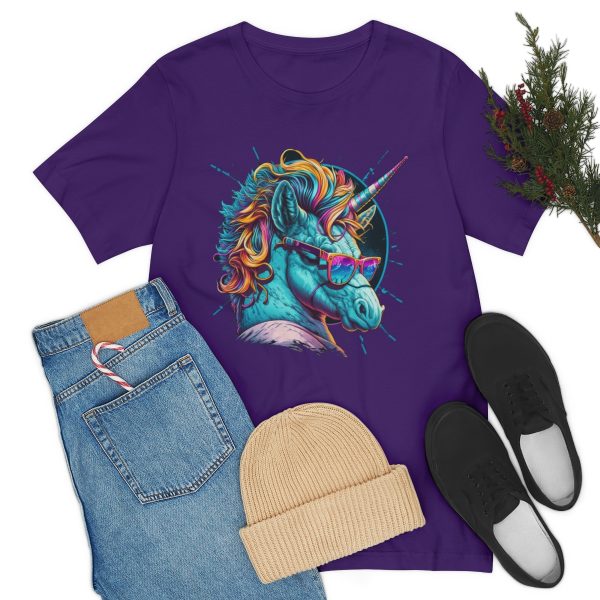 Retro Unicorn with Glasses - Short Sleeve T-shirt | 18510 42