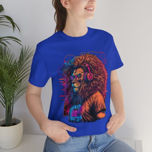 Lion Wearing Headphones and Glasses - Graffiti Inspired Retro T-Shirt | 18518 32