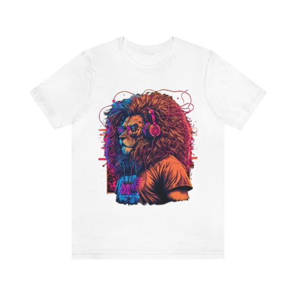 Lion Wearing Headphones and Glasses - Graffiti Inspired Retro T-Shirt | 18542 18