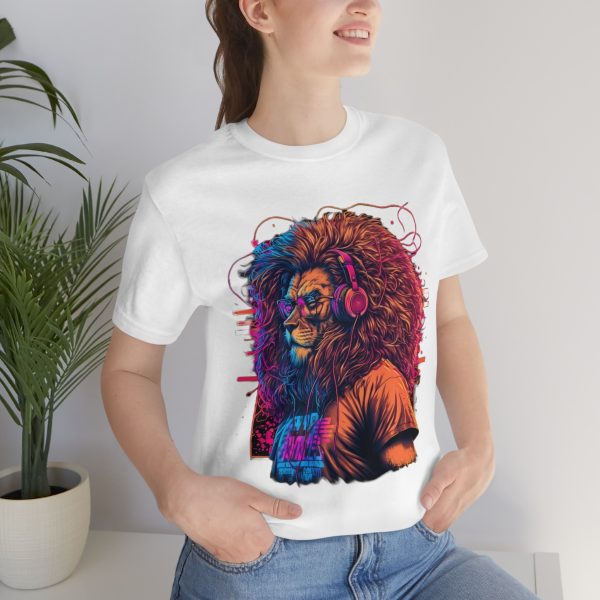 Lion Wearing Headphones and Glasses - Graffiti Inspired Retro T-Shirt | 18542 23