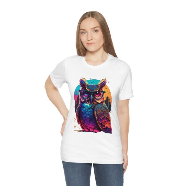 Retro Owl With Glasses - Short Sleeve T-shirt | 18542 3